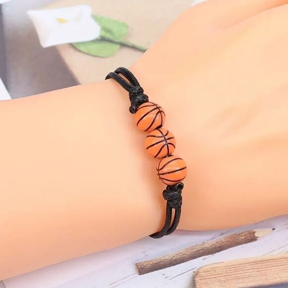 Unisex kids basketball adjustable charm bracelet - Picture 2 of 4